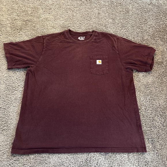 Carhartt Other - Carhartt Loose Fit T-Shirt Men 2XL Red‎ Maroon Sleeve Crew Neck Cotton Tee Faded